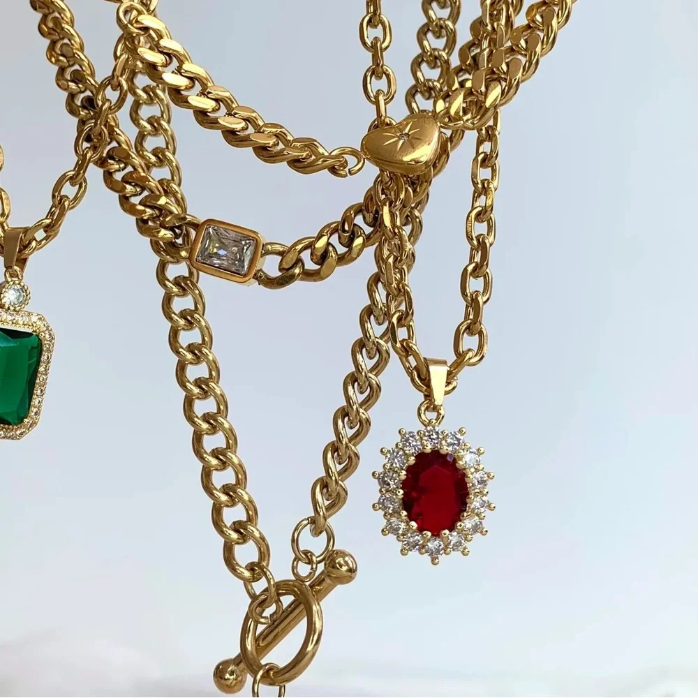 18k Gold Plated Ruby Necklace - Picture 8 of 8